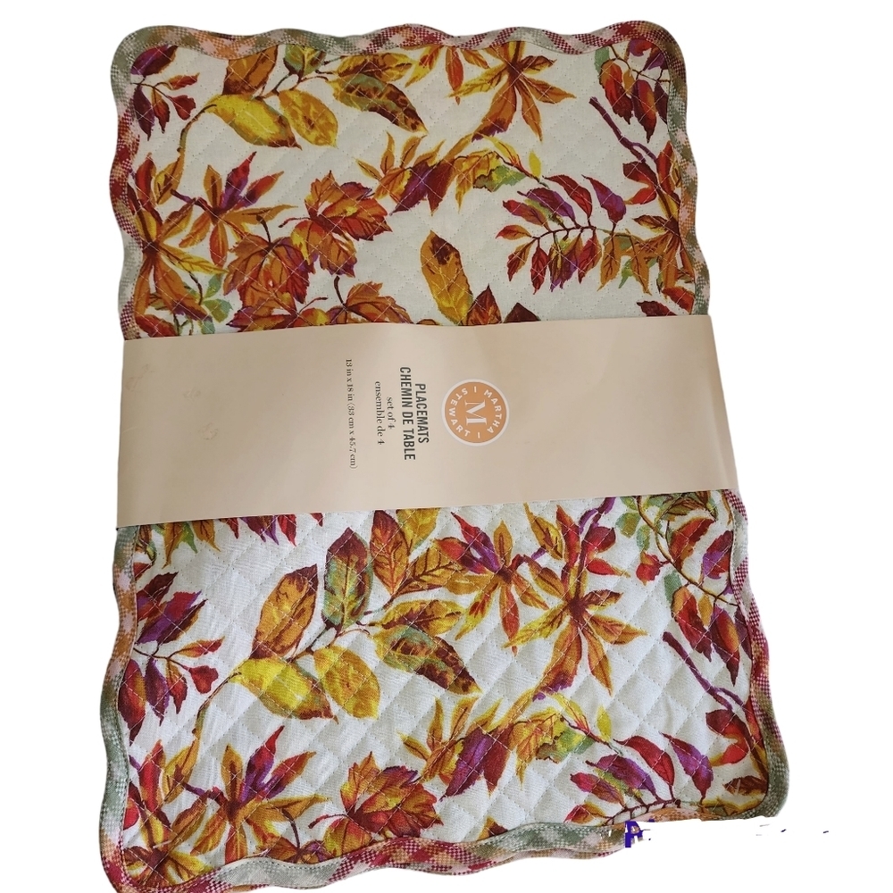 Martha Stewart Fall Fabric Harvest Maple Leaves Placemats S/4